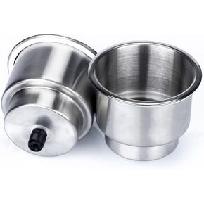 Marinebaby 2PCS Stainless Steel Cup Drink Holder with Drain Marine Boat Rv Camper