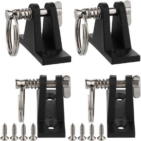 4 Pack Marine Grade Nylon Bimini Top 90°Plastic Deck Hinge with Pin and Ring, 316 Stainless Steel, Free Installation Screws