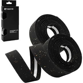 Thinvik EVA Cork Bike Handlebar Tape–Environmental Bicycle Bar Tape, Anti-Slip Cycling Handle Wraps,Sweat-Absorbent Bicycle Handle Bar Tape Comfortable Grip for Road Bike Cycling-2 Rolls (Black)