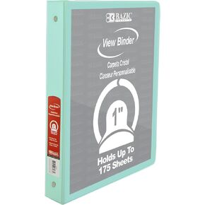 BAZIC 3 Ring Binder 1" Economy View Binders Organizer - Pastel Pink Color, Round Ring, Hold 175 Sheets Paper, for School Office Home, 1-Count