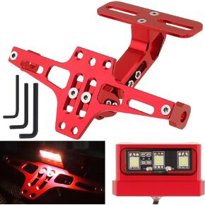 Motorcycle License Plate Bracket,Universal Adjustable Fender Eliminator Kit, CNC Aluminum Tail Tidy holder with LED light (Black)