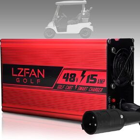 LZFAN Golf Cart Charger, Golf Cart Battery Charger for Club Car Golf Cart with 3 Pin Round Plug (48V15AMP)