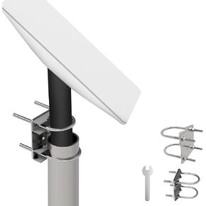 Universal Antenna Mount Flag Pole Mast Pipe Adapter Mouting Kit - Compatible with Starlink Dish Outdoor TV Antenna - Steel V-Clamp Bracket - Roof Pole Mounting Base
