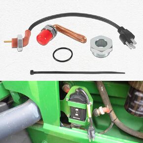 DZ102076 Engine Coolant Heater Kit Engine Block Heater Kit with Power Cord for John Deere Tractors, Replaces for RE227949, DZ102076