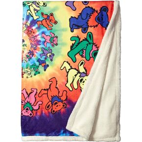 Liquid Blue Men's Grateful Dead Spiral Bears Dye Coral Fleece Throw Blanket, Multi, 50" X 60"