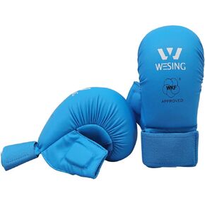 Wesing WKF Sparring Karate Gloves with Thumb Protection Blue Red