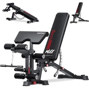 KeppiFitness Adjustable Weight Bench, Bench3000 MAX Heavy Duty Workout Bench Press with Leg Extension and Preacher Pad for Home Gym Fitness, Flat Incline Decline Sit Up Bench for Full Body Strength Training
