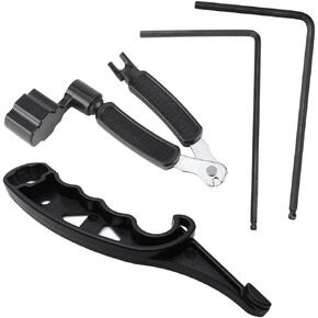 4 Pieces Guitar Tool Kit with Guitar String Stretcher Guitar String Winder Cutter Pin Puller and 4mm & 5mm Guitar Truss Rod Hexagon Wrench Guitar Adjustment Maintenance Tool