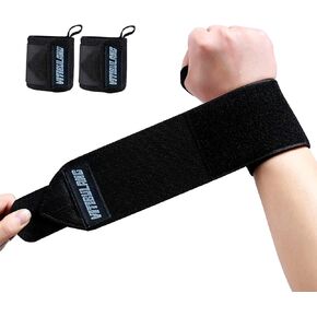 2 Pack Wrist Wraps Weightlifting for men,Professional Grade Wristbands,Wrist Support Braces for Gym Workouts,Cross Training-Avoid Injury&Improve Your Workout 20'' (Black)