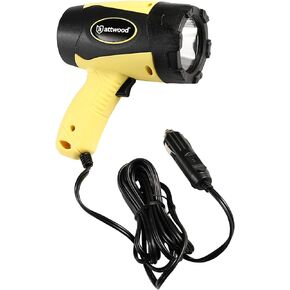 Attwood 11794-7 Portable 5W LED Emergency Spotlight 12V Adapter Plug, Safety Yellow/Black