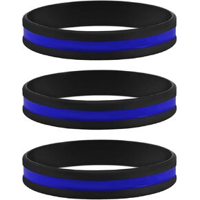 Sainstone Thin Blue Line Bracelet, 3 Pack of Silicone Rubber USA Wristband Band Set - Support Law Enforcement for Policeman's Prayer Gifts Accessories for Police Officers Cops in Saudi Arabia