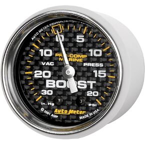 AutoMeter Gauge, Vac/Boost, 2 1/16", 30Inhg-20Psi, Mechanical, Marine Carbon Fiber (200774-40),Multi