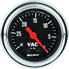 AUTO METER 2484 Traditional Chrome Mechanical Vacuum Gauge 2.3125 in.