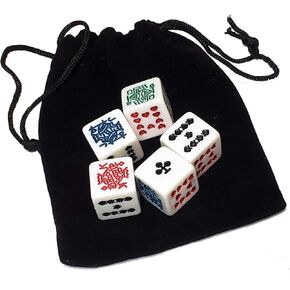 Cyber-Deals White Poker Dice (New 2020 Design) with Black Velvet Storage Pouch (Set of 10)