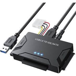 POSUGEAR USB 3.0 to IDE and SATA Adapter, External Hard Drive Reader Ultra Recovery Converter for Universal 2.5"/3.5" Inch HDD/SSD Hard Drive Disk, Hard Drive Adapter Included 12V/2A Power Adapter
