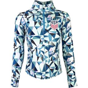 Icon Sports Officially Licensed Girl's U.S. Soccer Quarter Zip Jacket, USWNT Pullover Sweatshirt Youth Sizes