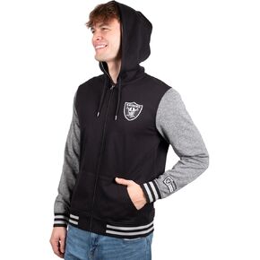 Ultra Game NFL Men's Ultimate Full Zip Varsity Hoodie Sweatshirt Jacket