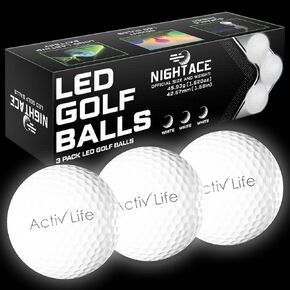 كرات جولف LED فائقة السطوع من Activ Life - أفضل هدية مبتكرة للاعبي الجولف - لا تدع Sundown يوقفك مع ما يصل إلى 8 دقائق لاستعادة الكرة وعمر البطارية 40 ساعة