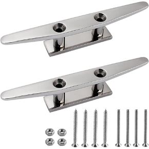 SHENGHUISS Boat Cleat 316 Stainless Steel Open Base Boat Dock Cleats with Fasteners, Marine Grade Rope Cleat for Boat, Dock, Deck, Kayak, Yacht, Nautical Decor (4"/5"/6"/8"/10")