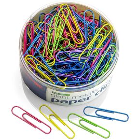 Officemate PVC Free Color Coated Paper Clips, 450 Per Tub Office Paper Clamp (97229)