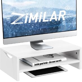 Zimilar Monitor Stand Riser, 2 Tiers Laptop Computer Monitor Riser for PC Screen, iMac, Desktop Wooden Screen Monitor Stand Riser with Storage for Home Office