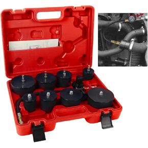 Angchun Turbo System Leakage Tester, Turbo Boost Leak Tester Kit 9PCS Leak Down Tester with Pressure Gauge Turbo System Boost Pressure Leakage Tester with 4 Pairs of Stepped Adapters 1.38''-3.54''