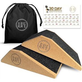 Squat Wedge Blocks - Pack of 2 Non-Slip Slant Board for Legs, Ankle, Calf Stretching - Squat Ramps for Lower Body Strength, Heel Elevation, Planks, Yoga with Bag & 30 Day Squat Challenge Chart