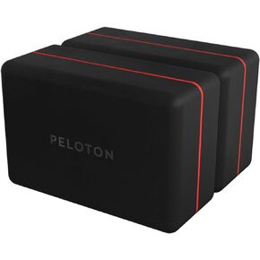 Peloton Yoga Block | Premium EVA Foam Yoga Blocks Available in Set of Two with Curved Edges and Corners, Accessories for Beginner and Advanced Yoga, 9 x 6 x 4 inches, Black/Red