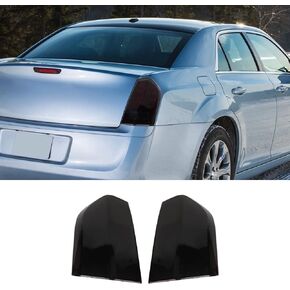 Hoolcar Tail Light Lamp Cover Guard Trim Bezel Frame Decor Exterior Accessories Compatible with 2011-2014 Chrysler 300, Smoked Black