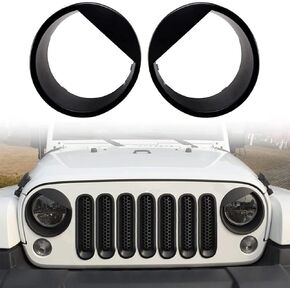 for Jeep Accessories Angry Bird Style Headlight Lamps Cover Ring Trim Compatible with Wrangler JK & Unlimited 2007-2018 Mods Decor (Black)