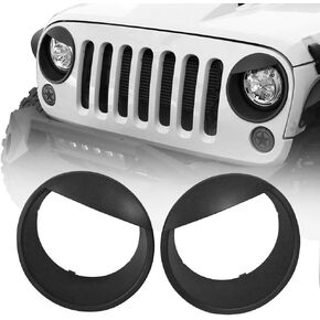 Hooke Road Wrangler Headlight Cover Angry Bird Bezels Trim Matte Black Accessories for 2007-2015 Jeep JK Wrangler & Unlimited - Pair