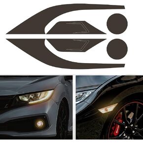 TOMALL 3 Pair Vinyl Smoke Tint Fog Light Headlight Side Marker Light Film for Honda Civic 2016-2021 Fender Turn Signal Light Stickers Self Adhesive Decals Car Vinyl Smoke Stickers Decoration (Red)
