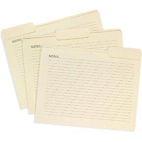 25 Blue Summit Supplies Manilla Folders, 8.5" x 11", Letter Size, 1/3 Cut Tab, with Notes, Great for Organizing and Easy File Storage, 25 Pack