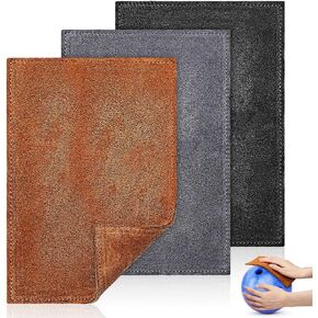 Patelai 3 Pcs Bowling Ball Shammy Towel Dual Sides Leather Bowling Towel Bowling Ball Towel Bowling Accessories Cleaning Pad for Bowling Ball (Black Gray, Brown,7 x 5 Inches)