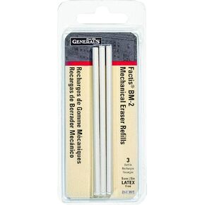 GENERAL PENCIL CO. GPBM2-3RBP Factis Pen Style Eraser Refills 3Pcs Carded, 1-Pack, White