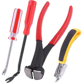 Tanstic 4Pcs Nail Puller and Staple Remover Tool Set Including 7'' End Cutting Plier, Tack Pullers, Carpet Remover for Removing Nail and Staple on Furniture, Floor, Wooden Case, Carton, Photo Frame