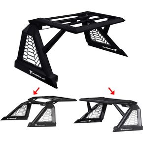 Armordillo USA 8710975 CR-X Modular Adjustable Chase Rack Roll Bar with Roof Rack Basket & 2X LED Light Bars - Matte Black Fits Full Size Pickup Truck