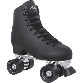 Nattork Roller Skates for Women, PU Leather High-top Quad Skates for Beginner, Indoor Outdoor 4 Wheels Double-Row Skates for Adults