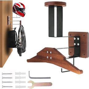 AKSLGT Motorcycle Helmet Rack Wall Mount, Helmet Holder with Solid Wood Hanger Steel Hooks, Multipurpose Tactical Gear Display Stand for Motorcycle Football Cycling Skiing Police Clothes in Kuwait