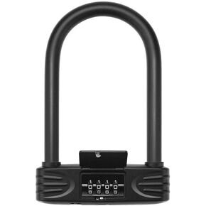 Heavy Duty U Lock, 4 Digit Combination Password Bicycle Lock with U-Lock Shackle, Waterproof, No Key, Bike U Lock for Home, School, Travel