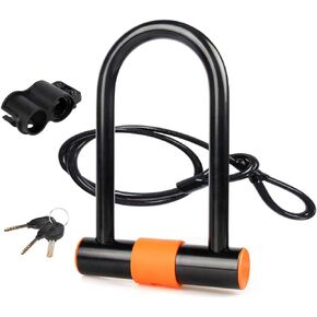 Bike U Lock with Cable - Bicycle Locks Heavy Duty Anti Theft,Combination Bike Lock and Key,14mm Shackle and 3.8ft Length Cable with Mounting Bracket,Suit for Bicycle,Road Bike,Mountain Bike