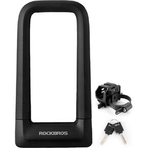 ROCKBROS Bike U Lock, Heavy Duty Anti Theft Bike U Lock with Cable Silicone Cover (Max 22.5MM Bike U Lock+Keys+Mounting Bracket)