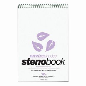 Roaring Spring Enviroshades Recycled Steno Book, Orchid, 6" x 9", Pack of 4