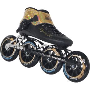 Inline Speed Skates Adult for Women and Mens, Professional Fitness Racing Skates, High Performance Roller Skating, Black
