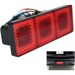 Light-Up Rectangular Trailer Hitch Receiver Cover Brake Tail Turn Light 3-in-1- fits 2" Hitches