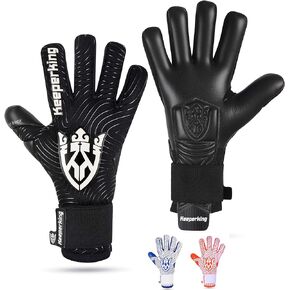Keeperking Professional Soccer Goalie Gloves Kids, Boys, Youth, Adult, Men- Football Goalkeeper Glove Strong grip palm protection Giga latex 4mm Double elastic Wrist with Negative cut, Slim(Size 6-11)
