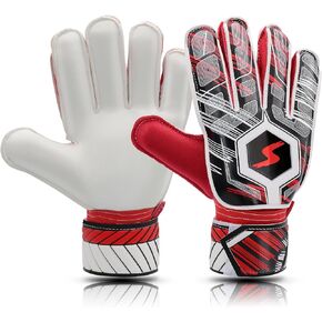 Soccer Goalie Gloves Kids Youth Adult, Goalkeeper Gloves Strong Grip with Fingersave and Double Wrist Protection, Fit Match Training