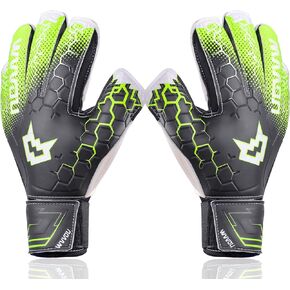 Soccer Goalie Gloves, Goalkeeper Gloves with Fingersave, Youth & Adult Goalie Gloves, Strong Grip Soccer Gloves for Training and Matches