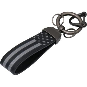 Black American USA Flag Car Metal Keychain with Zinc Alloy Ring Fit for Trucks and Car Chevrolet, Ford, Jeep, dodge,Men Women Car Accessories Black