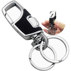 Key Chain with (2 Extra Key Rings and Gift Box) Heavy Duty Car Keychain for Men and Women - Black